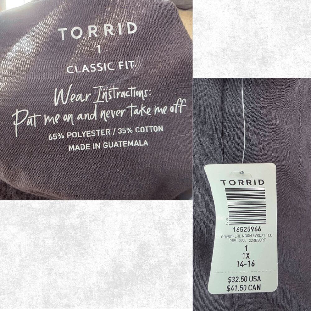 NWT Torrid Graphic Moon Tee – Plus Size 1X (14–16) | Floral Constellation Shirt - Picture 6 of 7